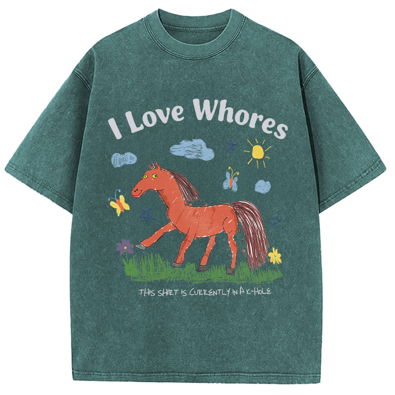 Tokyocanvas I Love Whores Meme Washed T-Shirt