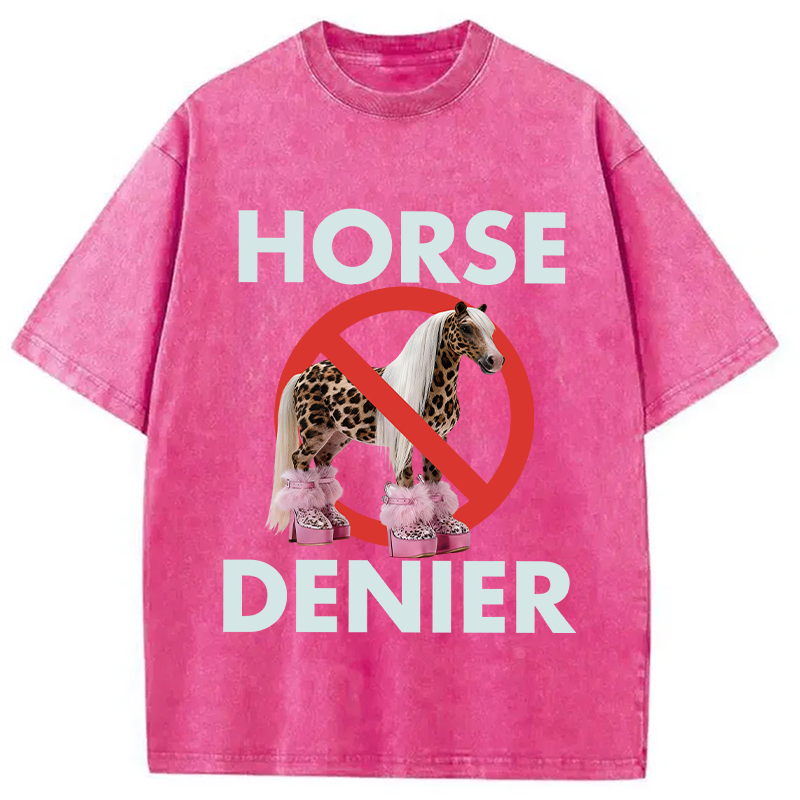 Tokyocanvas Funny Leopard Diva Horse Denier Washed T-Shirt