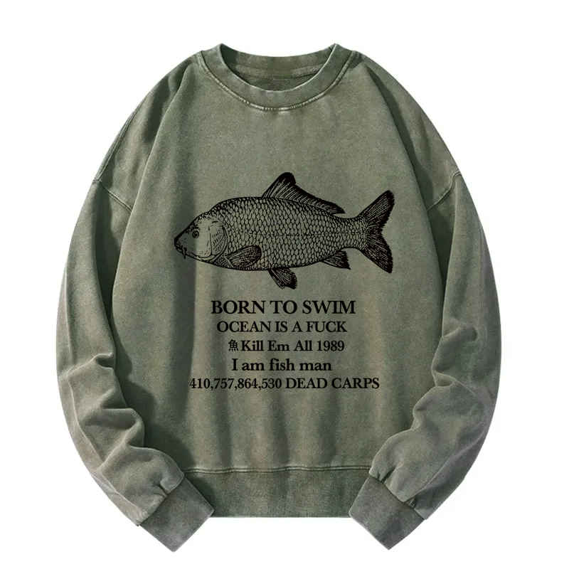 Tokyocanvas Born To Swim Washed Sweatshirt