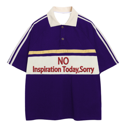 Tokyocanvas No Inspiration Polo Embroidered T-Shirt
