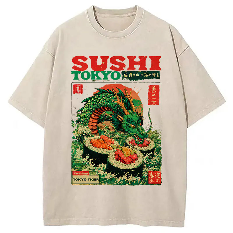 Tokyocanvas Ocean Dragon Sushi Washed T-Shirt