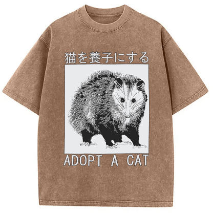 Tokyocanvas Adopt a Cat Japanese Washed T-Shirt
