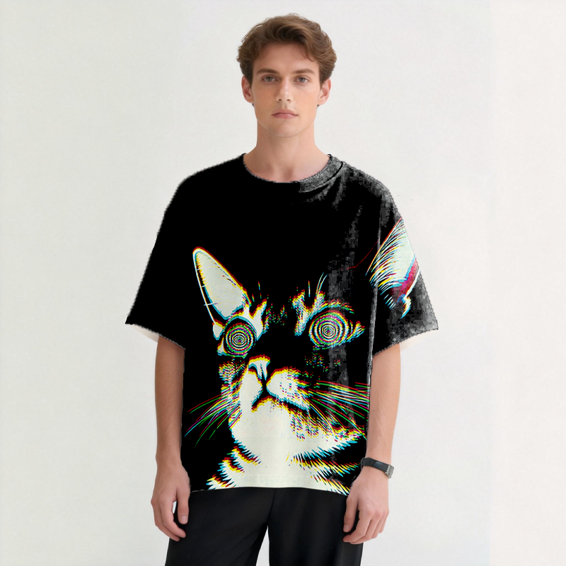Tokyocanvas Psychedelic Cat Graphic Print T-shirt