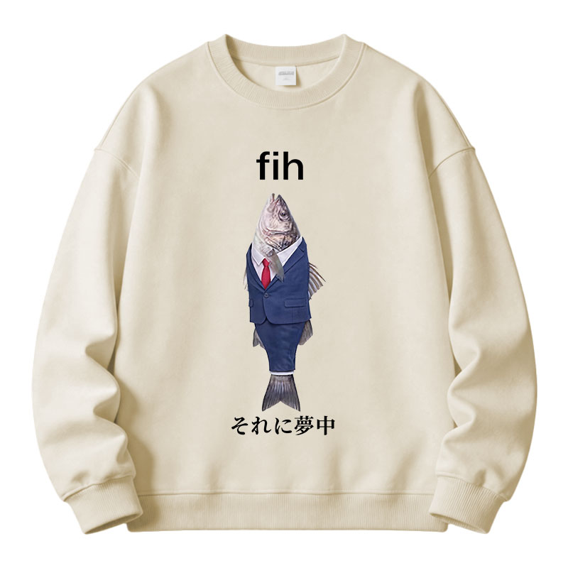 Tokyocanvas Stupid Fih Fleece Lined Sweatshirt