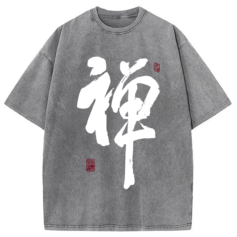 Tokyocanvas Japanese Zen Kanji Washed T-Shirt