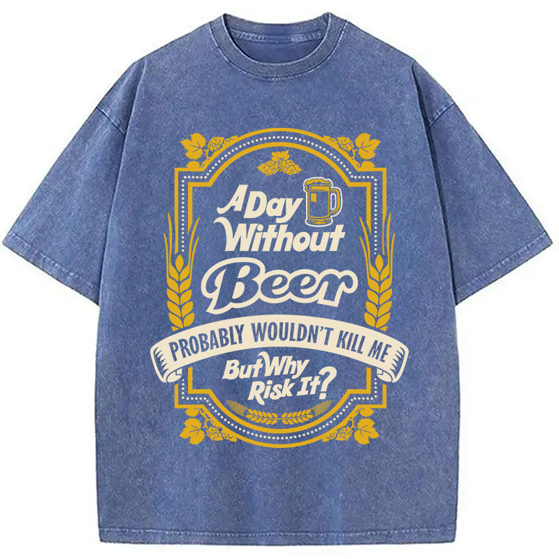Tokyocanvas A Day Without Beer? Washed T-Shirt