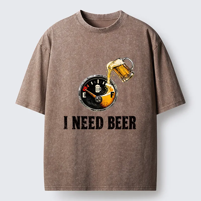 Tokyocanvas Low Fuel Beer Lover Meme Washed T-Shirt