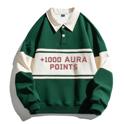 Tokyocanvas Plus 1000 Aura points Polo Embroidered Sweatshirt
