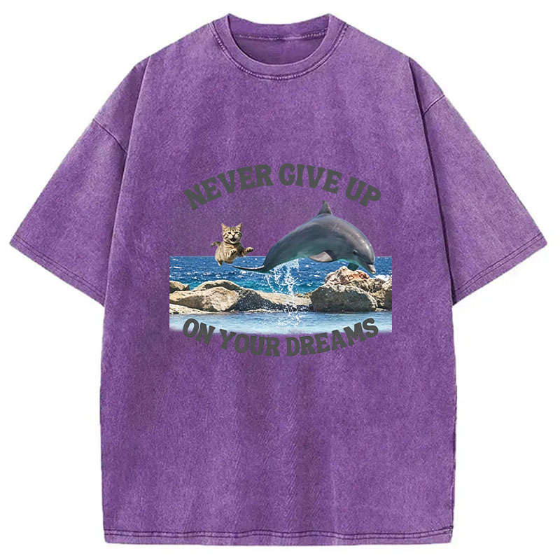 Tokyocanvas Never Give Up On Your Dreams Washed T-Shirt