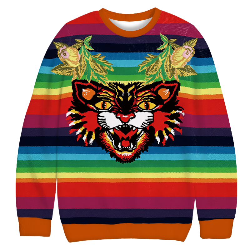 Tokyocanvas Rainbow Tiger Casual Ugly Sweatshirt