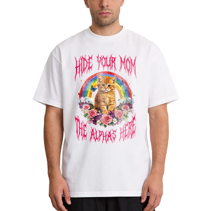 Tokyocanvas Hide Your Mom The Alpha Is Here Funny Cat Meme Classic T-Shirt