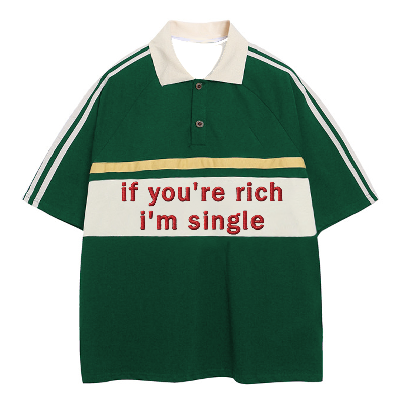 Tokyocanvas I'm Single Polo Embroidered T-Shirt