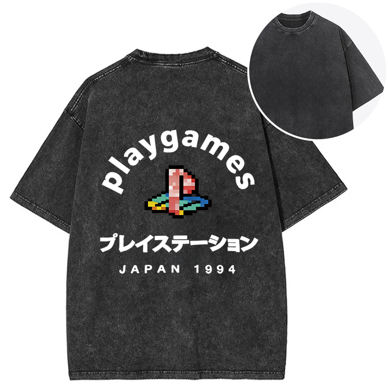 Tokyocanvas Play Games Japan Back Washed T-Shirt