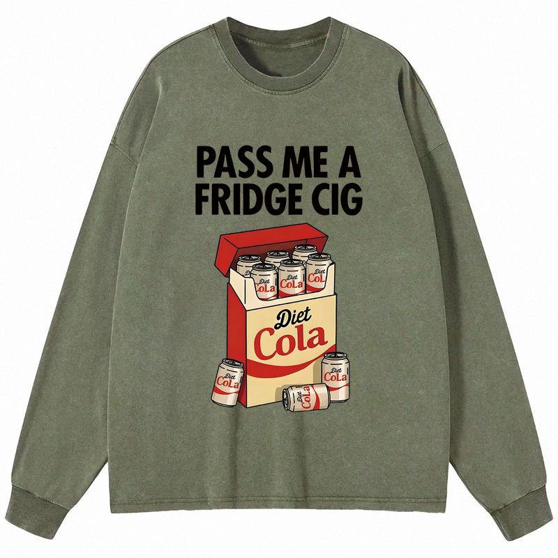 Tokyocanvas Diet Cola Cigarette Pack Long Sleeve Washed T-Shirt