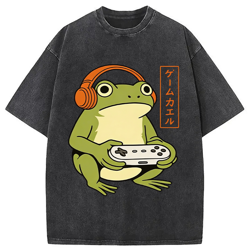 Tokyocanvas Japanese Gamer Frog Washed T-Shirt