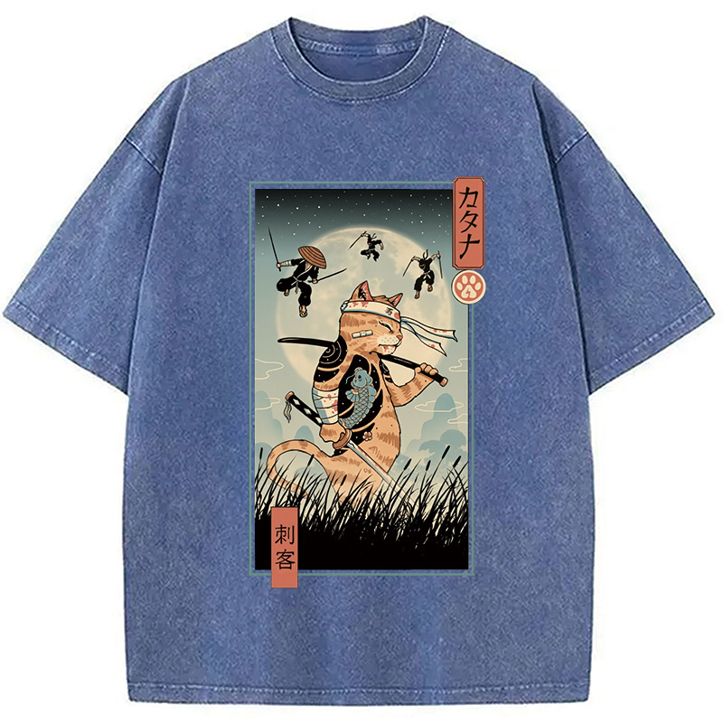 Tokyocanvas Catana the Last Warrior Ukiyo-e Washed T-Shirt