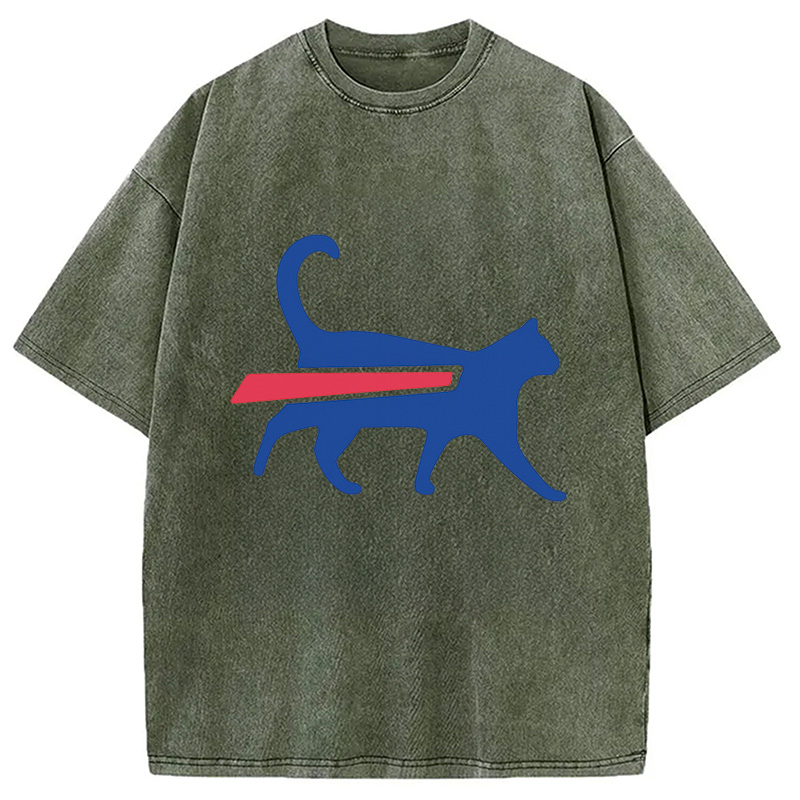 Tokyocanvas Cat-Bills is Buffalo Bills Funny Meme Washed T-Shirt