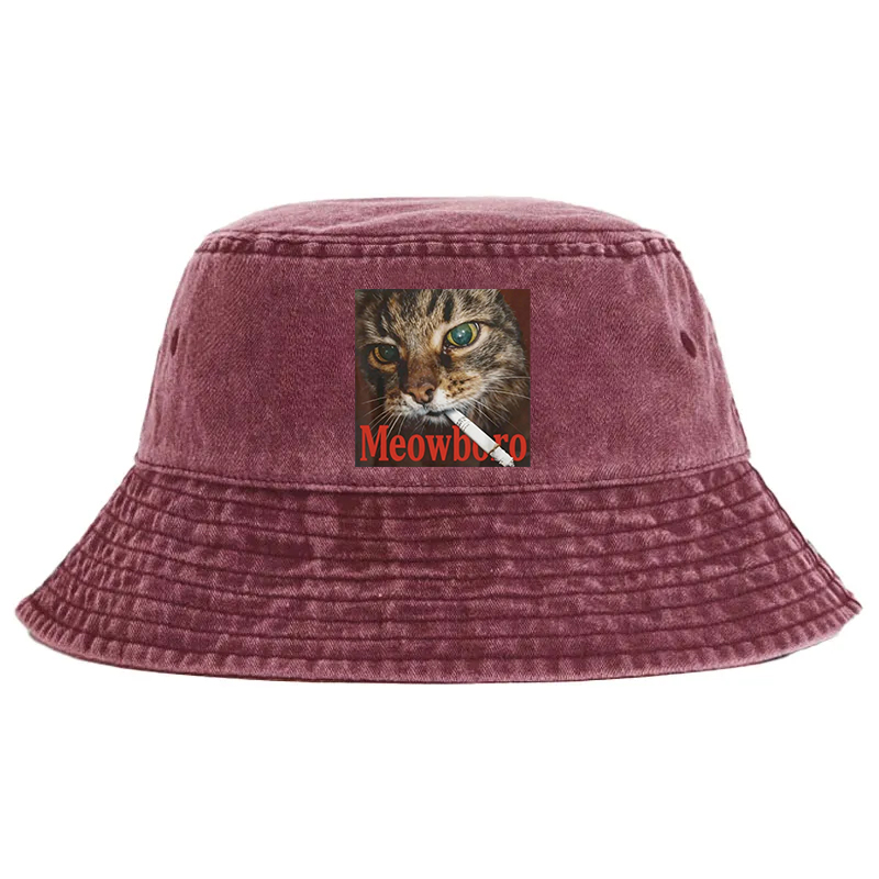 Tokyocanvas Funny Smoking Cat Meme Washed Bucket Hat