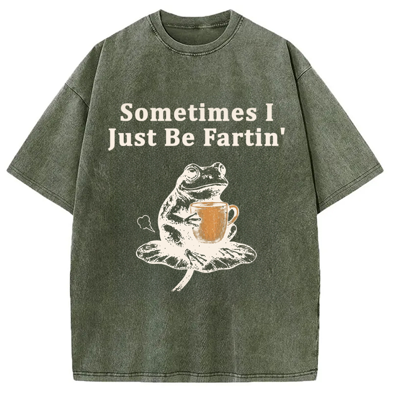 Tokyocanvas Sometimes I Just Be Fartin Funny Frog Washed T-Shirt