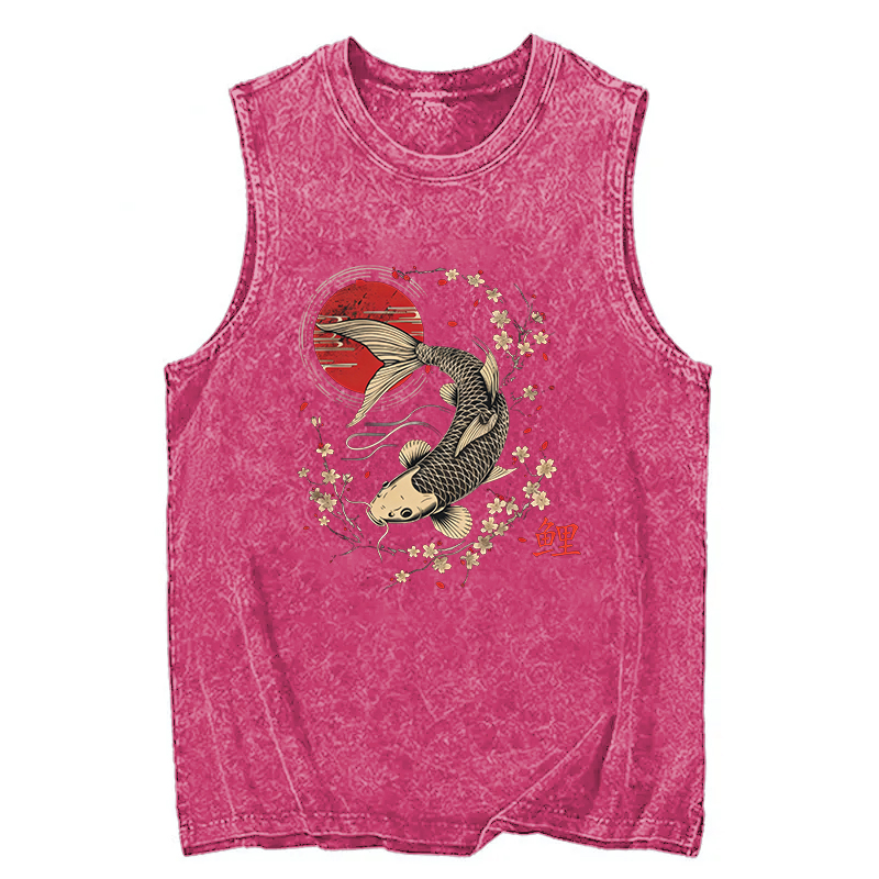 Tokyocanvas Kersenbloesem Koi Karper Washed Tank