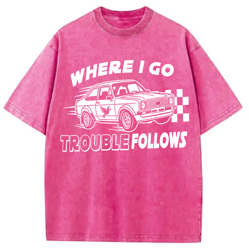 Tokyocanvas Where I Go Trouble Follows Washed T-Shirt