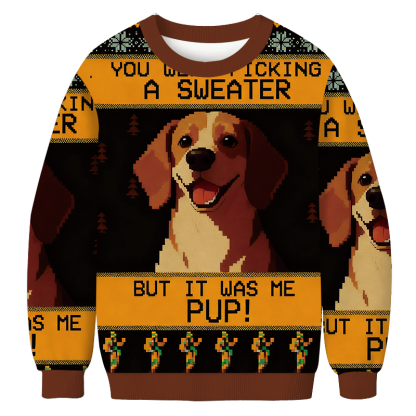 Tokyocanvas It Was Me Dog Christmas Ugly Sweatshirts