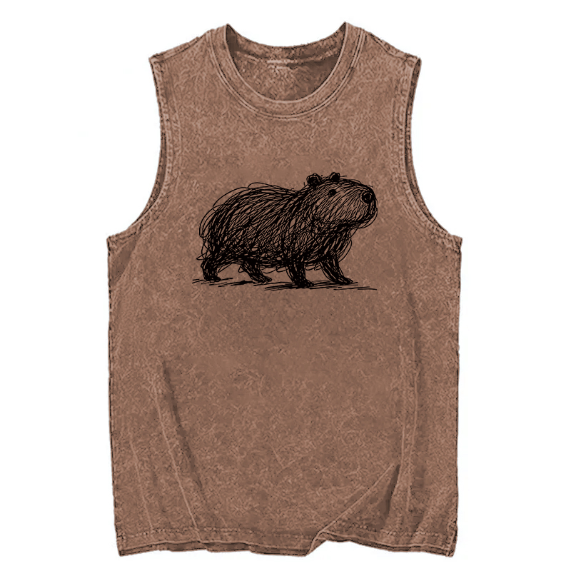 Tokyocanvas Minimalist Capybara Washed Tank