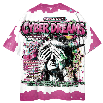 Tokyocanvas Cyberpunk Liberty Statue Graphic Print T-shirt