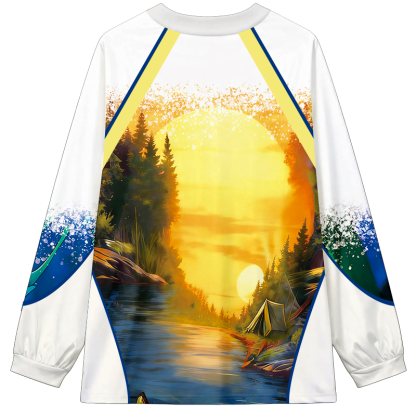 Tokyocanvas Sunrise Fishing Long Sleeve Graphic Print T-Shirt