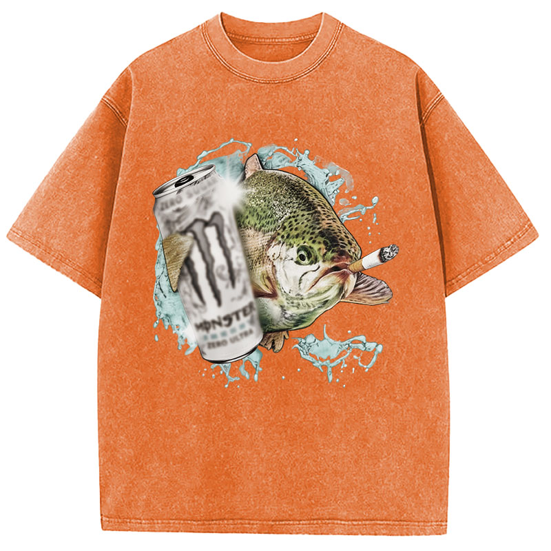 Tokyocanvas Trout With Cigarette Washed T-Shirt