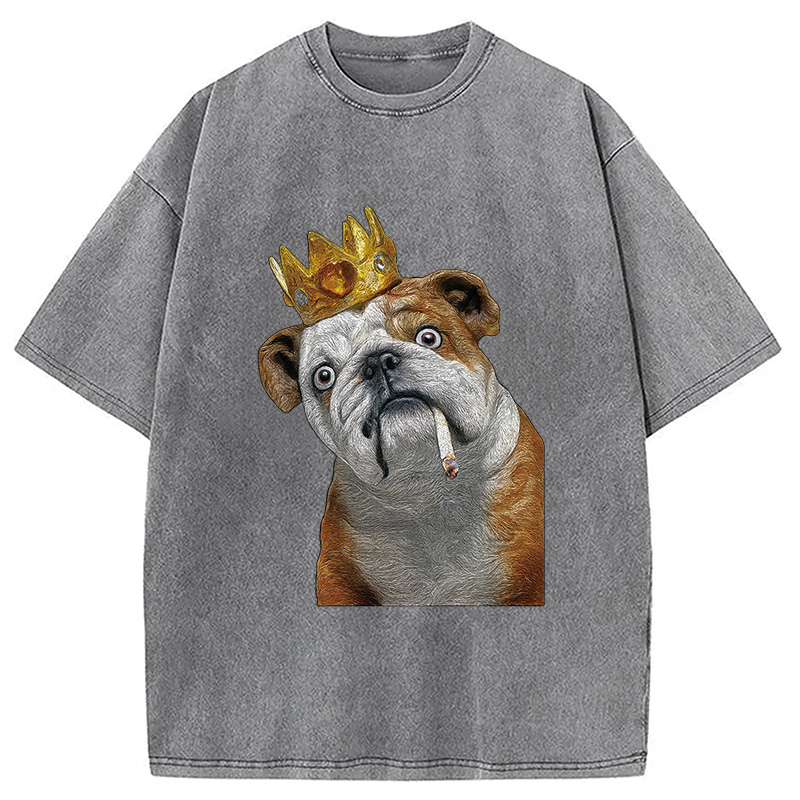 Tokyocanvas King Dog Smoking Washed T-Shirt