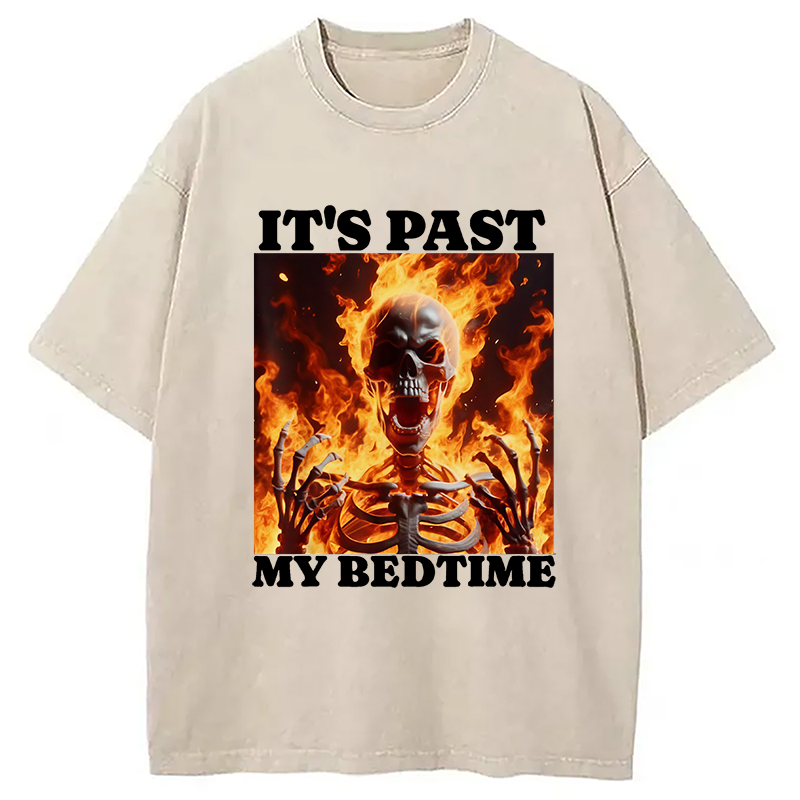 Tokyocanvas It's Past My Bedtime Funny Skeleton Meme Washed T-Shirt
