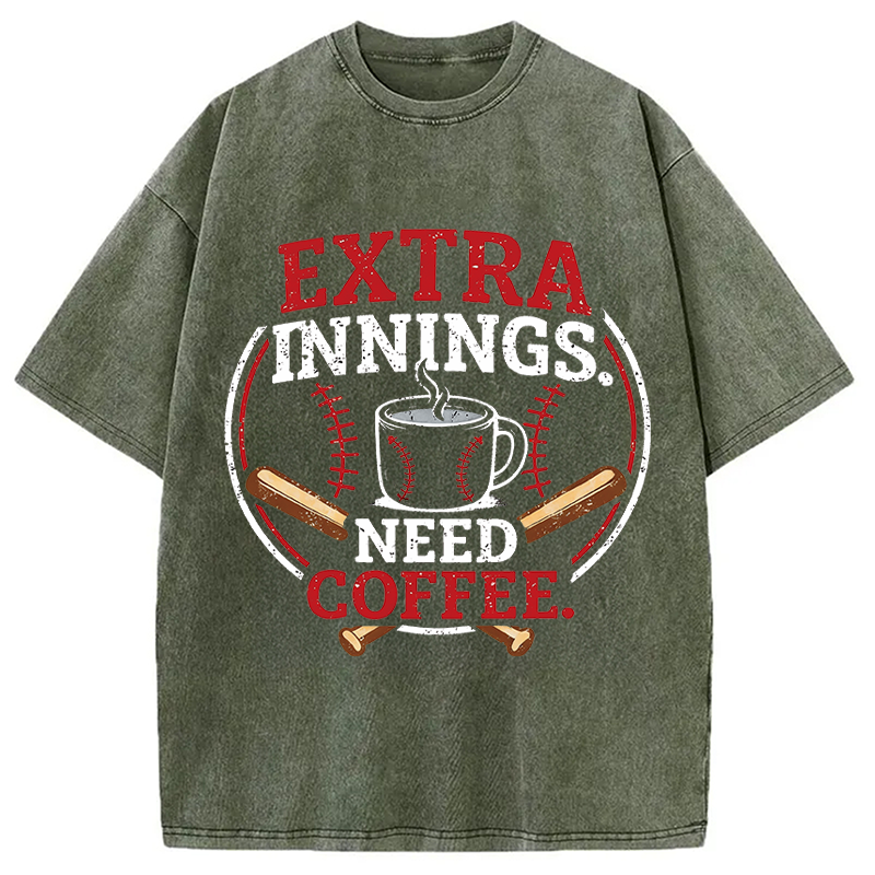 Tokyocanvas Extra Innings, Need Coffee Washed T-Shirt