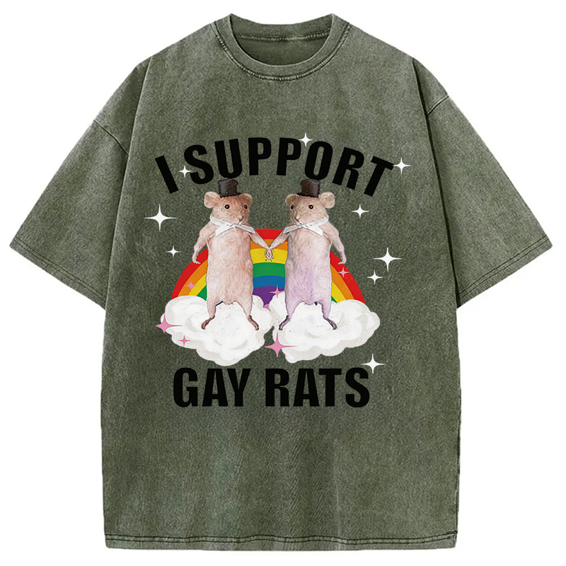 Tokyocanvas Support Gay Rats Washed T-Shirt