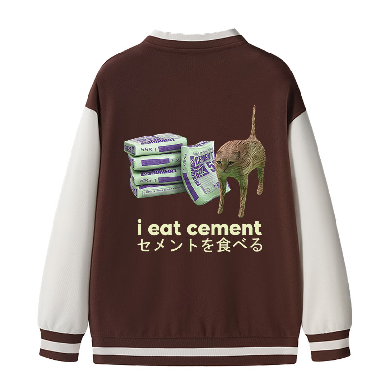 Tokyocanvas Funny Internet Cement Cat Varsity Jacket