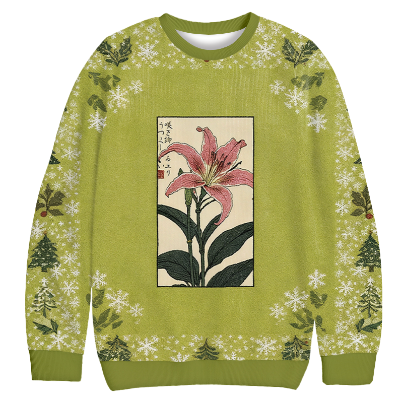 Tokyocanvas Retro Lily Christmas Ugly Sweatshirt