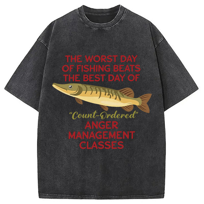 Tokyocanvas	 The Worst Day Of Fishing Beats DTG Printing Washed T-Shirt