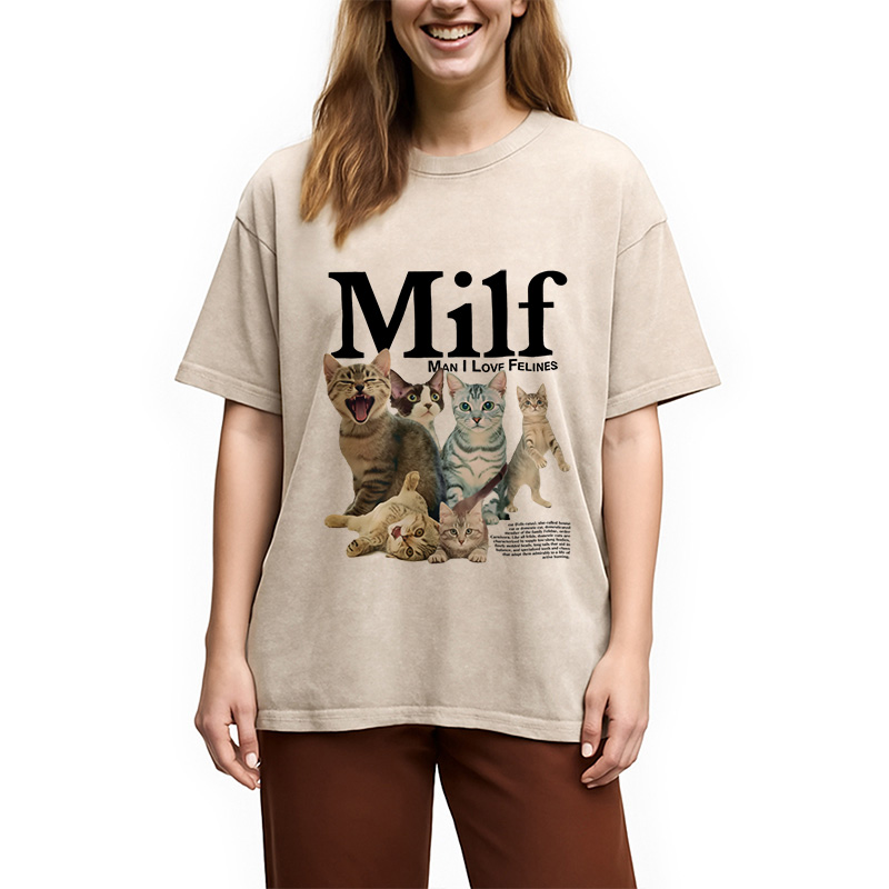 Tokyocanvas Man I Love Felines Cat Washed T-Shirt