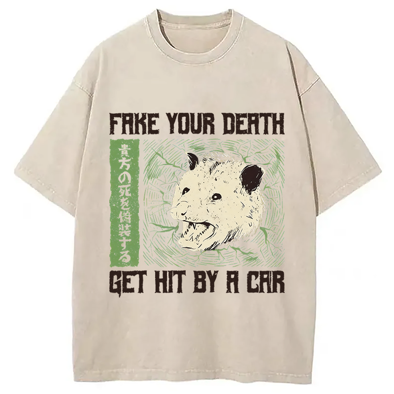 Tokyocanvas Fake Your Death Opossum Washed T-Shirt