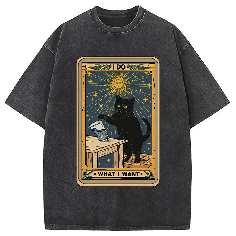 Tokyocanvas I Do What I Want Cats Tarot Washed T-Shirt