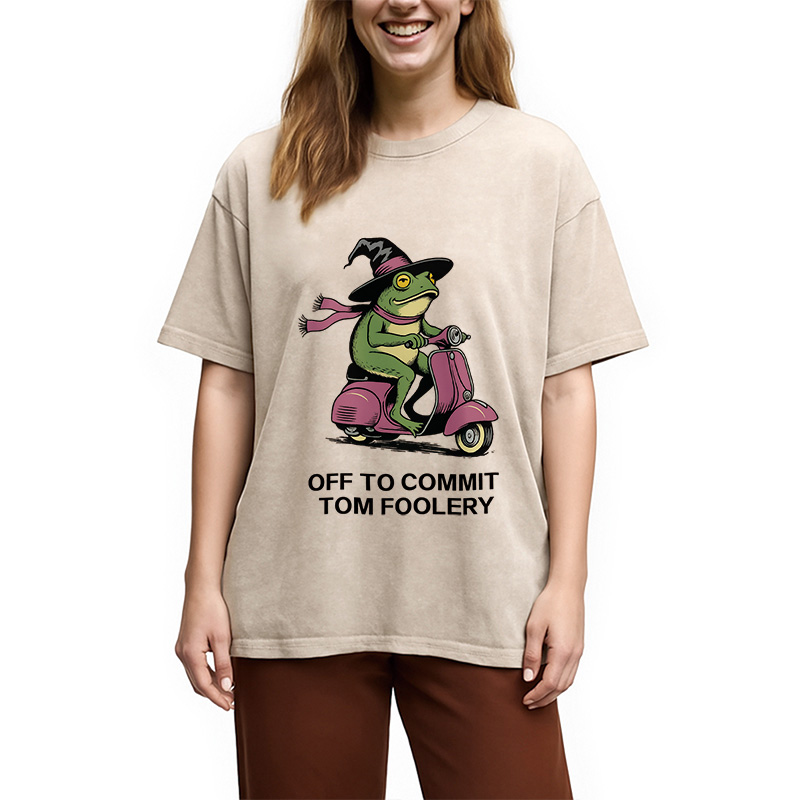 Tokyocanvas Off to Commit Tom Foolery Frog Washed T-Shirt