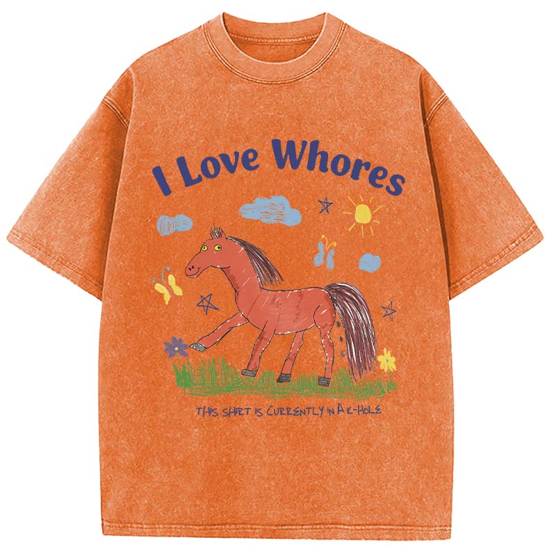 Tokyocanvas I Love Whores Meme Washed T-Shirt