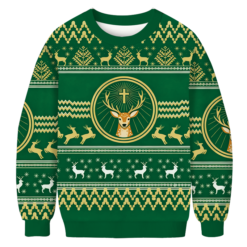Tokyocanvas Elk Liquor Christmas Ugly Sweatshirt