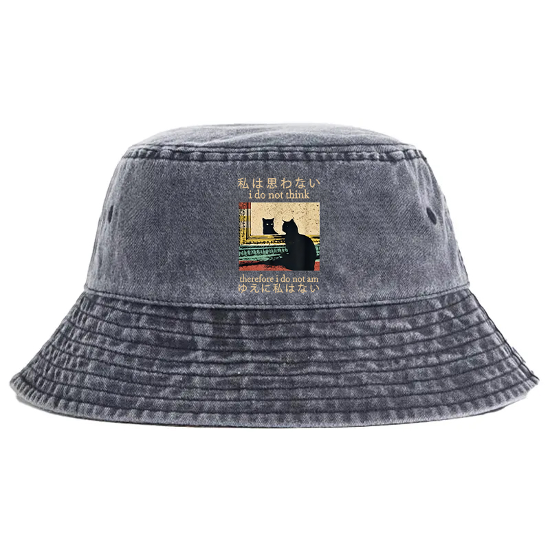 Tokyocanvas I Do Not Think Therefore I Do Not Am Washed Bucket Hat