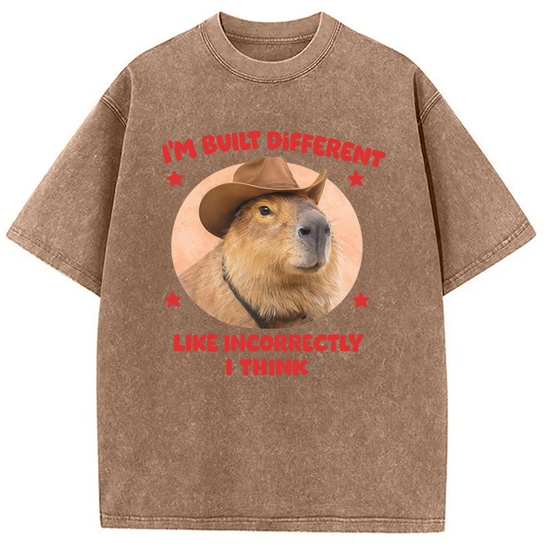 Tokyocanvas I'm Built Different Like Incorrectly Capybara Washed T-Shirt
