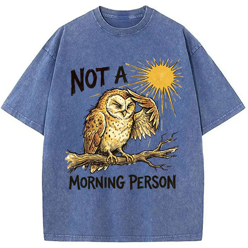 Tokyocanvas Grumpy Owl Not A Morning Person Funny Washed T-Shirt