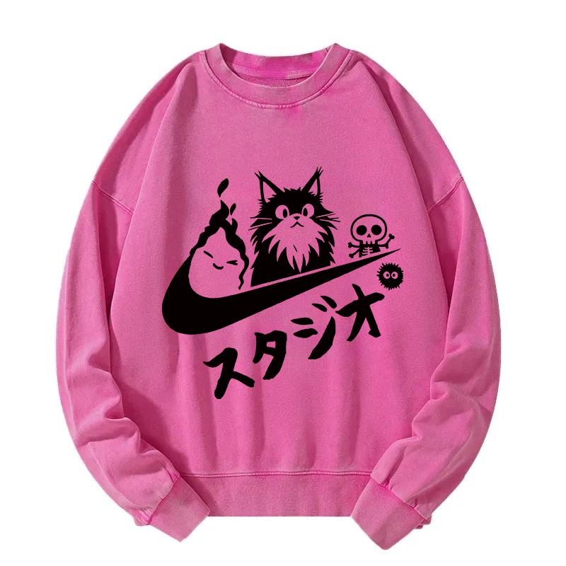 Tokyocanvas Black Cat Vintage Washed Sweatshirt