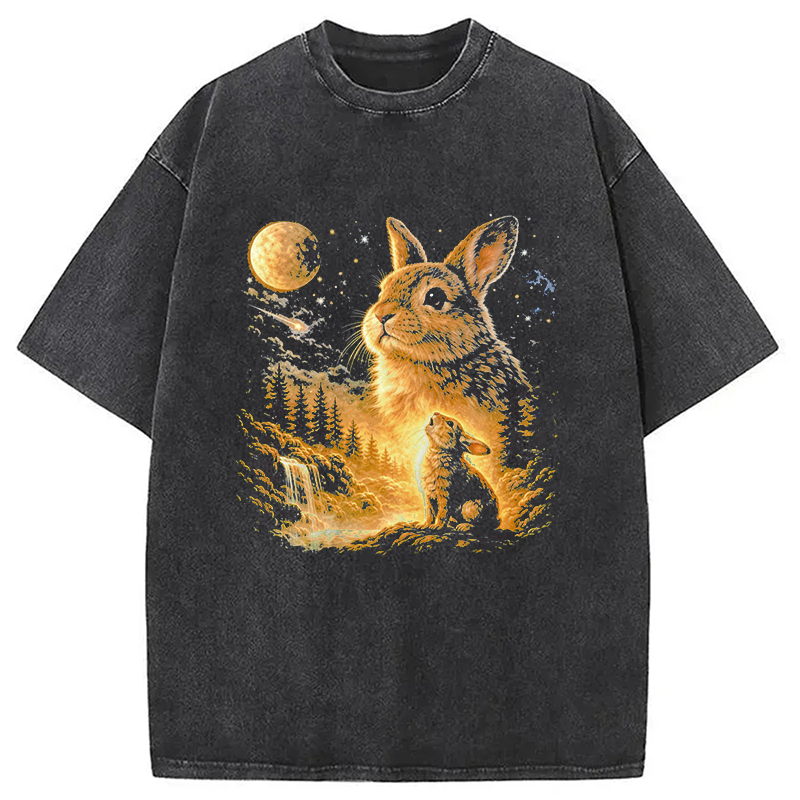 Tokyocanvas Bunny Howling to the Moon Washed T-Shirt