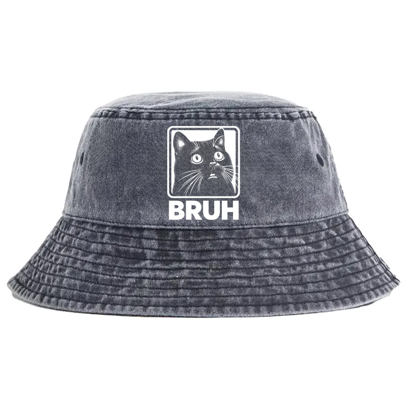 Tokyocanvas BRUH Cat Washed Bucket Hat