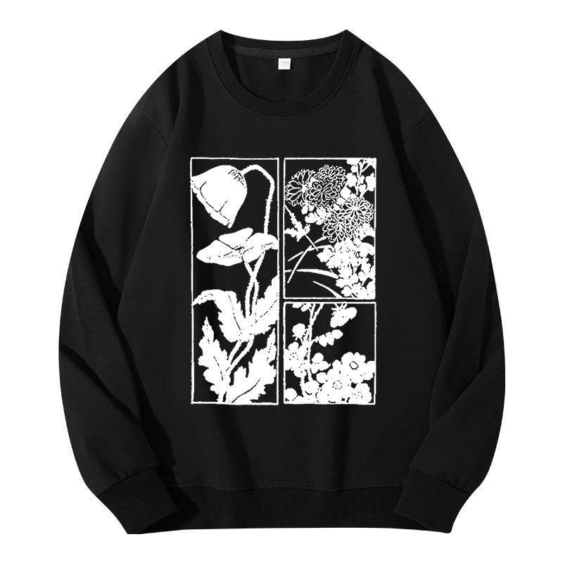 Tokyocanvas Woodcut Flowers Classic Sweatshirt